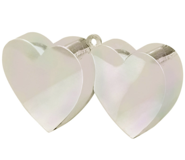 Ballongewicht - Herzen schimmernd weiß